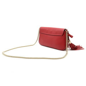 Gucci Chain Crossbody Leather Tassel Fringe Red Soho Bag